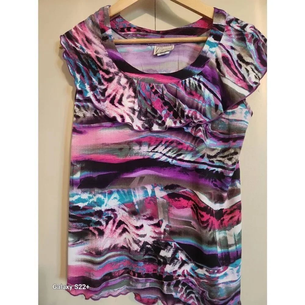 F18 Company Collection purpleโand pink Ruffled Tank